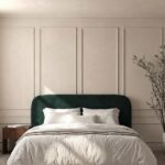 Asli Green Fabric Bed with Rounded Corners Headboard