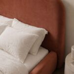 Asli Caramel Suede Fabric Bed with Rounded Corners Headboard