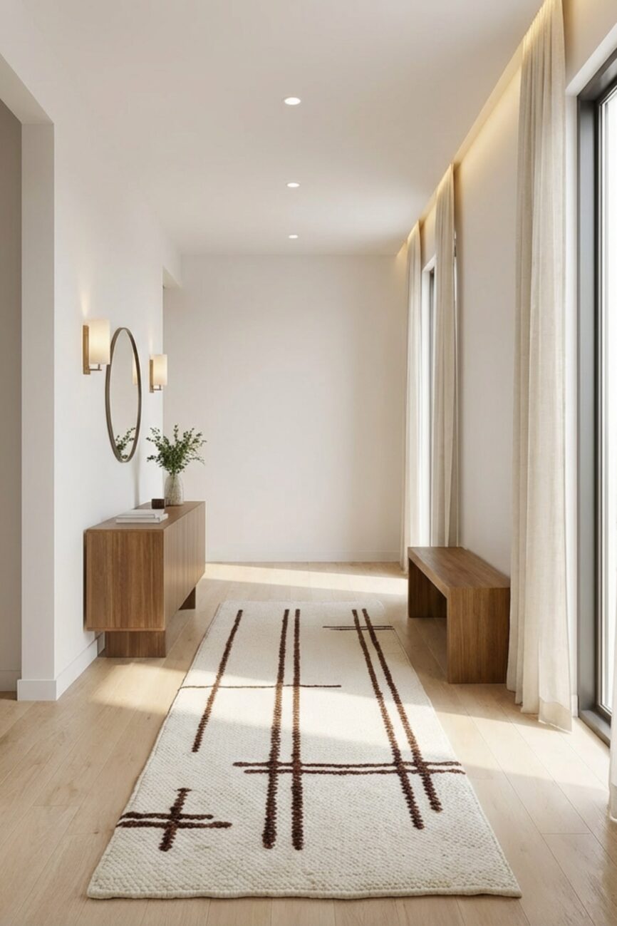 Aros White and Brown Runner Rug (80x200CM)
