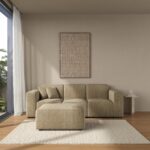 Aysun Warm Biscotti Modular Sofa with Ottoman