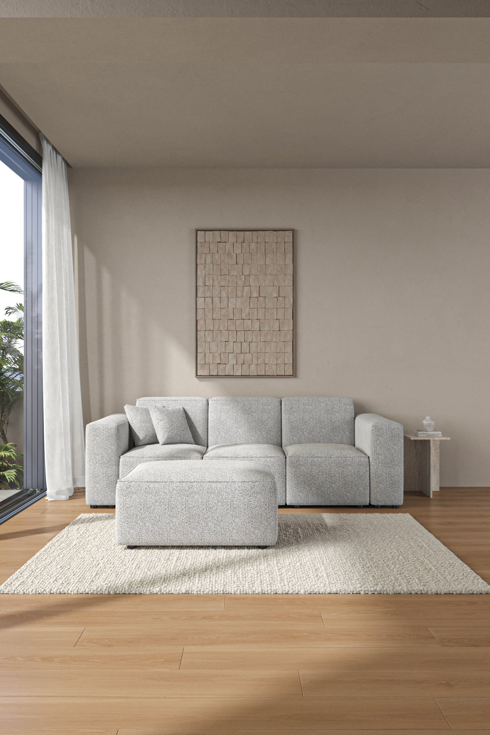 Aysun Frosted Pebble Modular Sofa with Ottoman