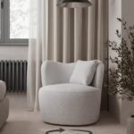 Bronte Ash Grey Boucle Swivel Sofa Chair