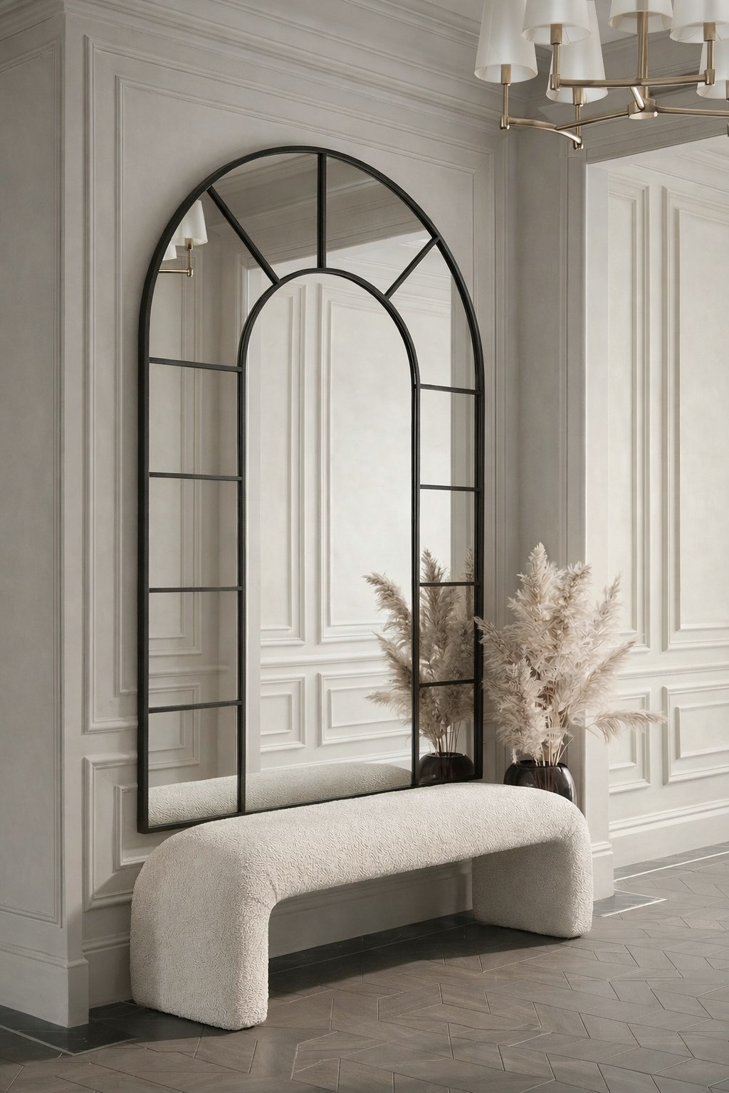 Arvane XL Black Window Arch Mirror (210x140CM)