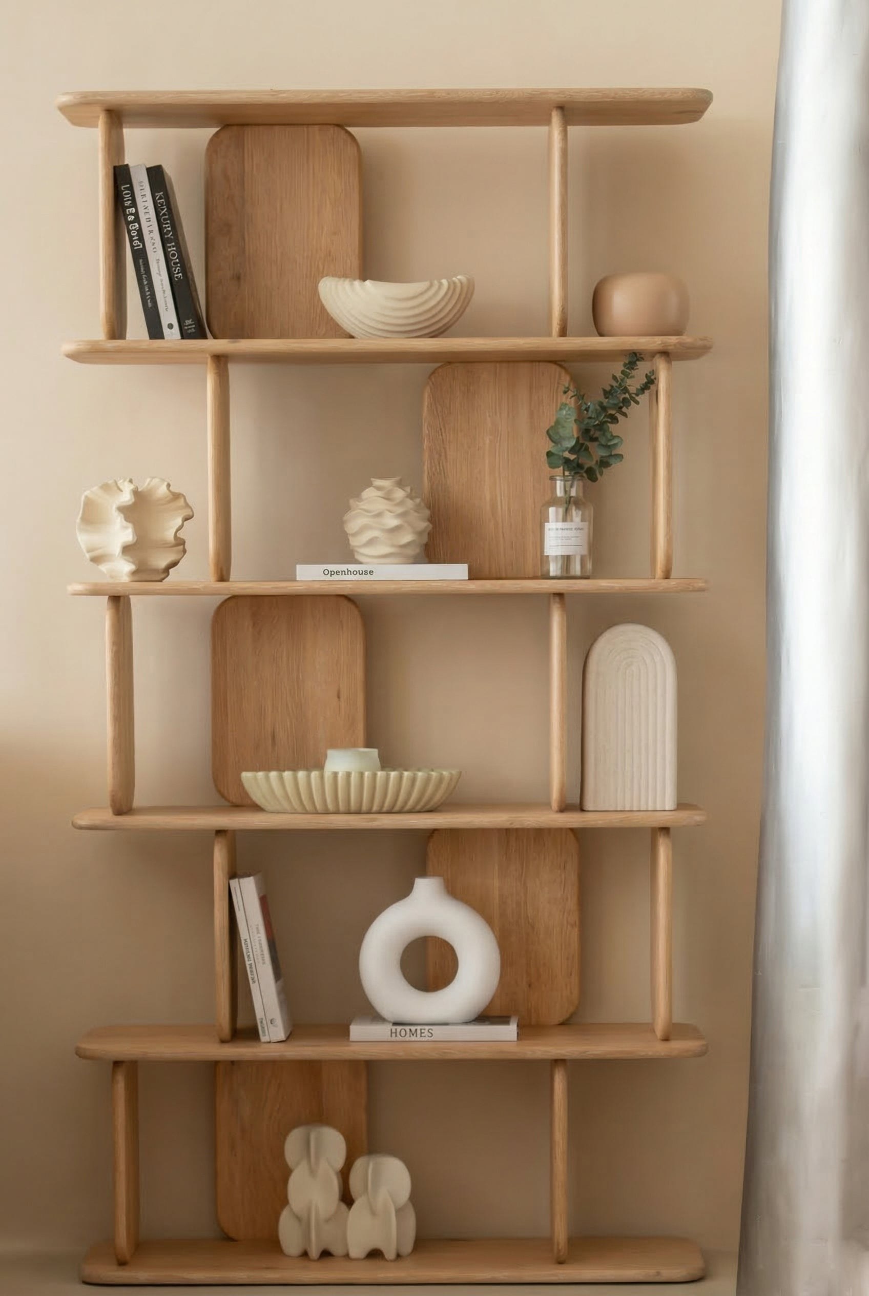 Lunova White Ash Wooden Bookcase