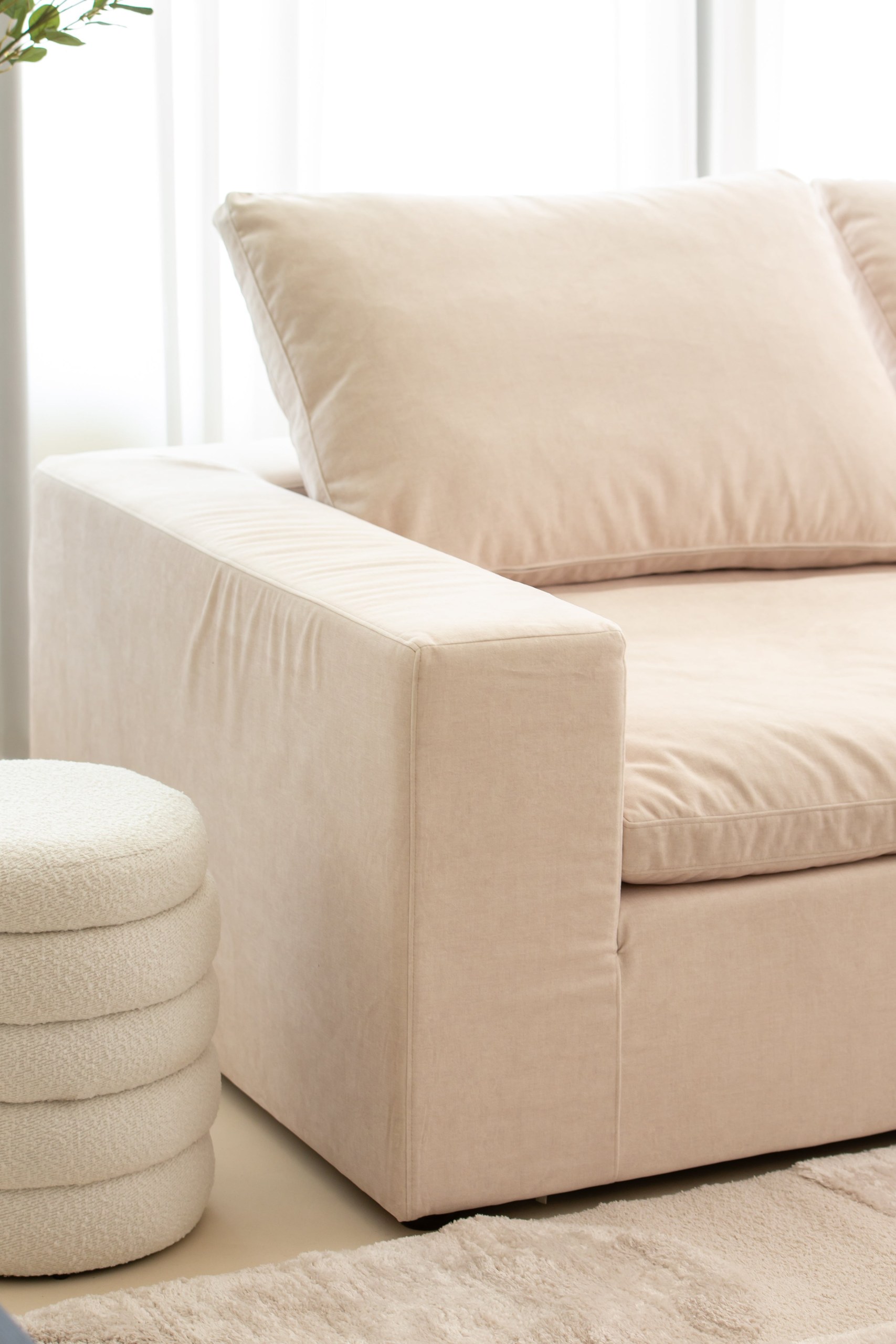 Orvella Light Beige Modular 4 Seater Sofa with Ottoman - Image 4