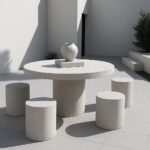 Funda Off White Microconcrete Outdoor Dining Set