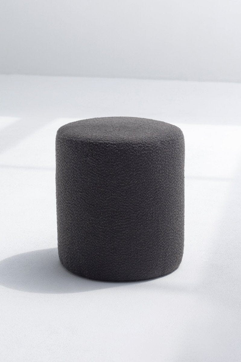 Mira Grey Boucle Round Pouf