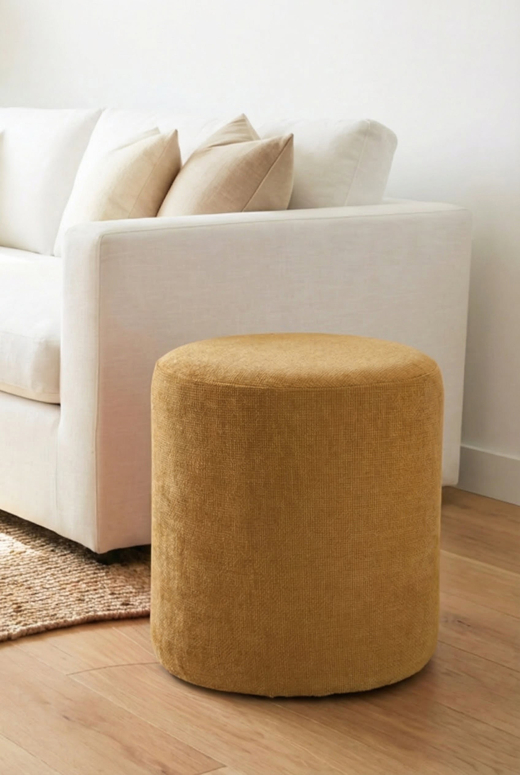 Mira Mustard Yellow Round Pouf