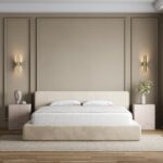 Lisandra Beige Upholstered Platform Storage Bed With Straight Headboard