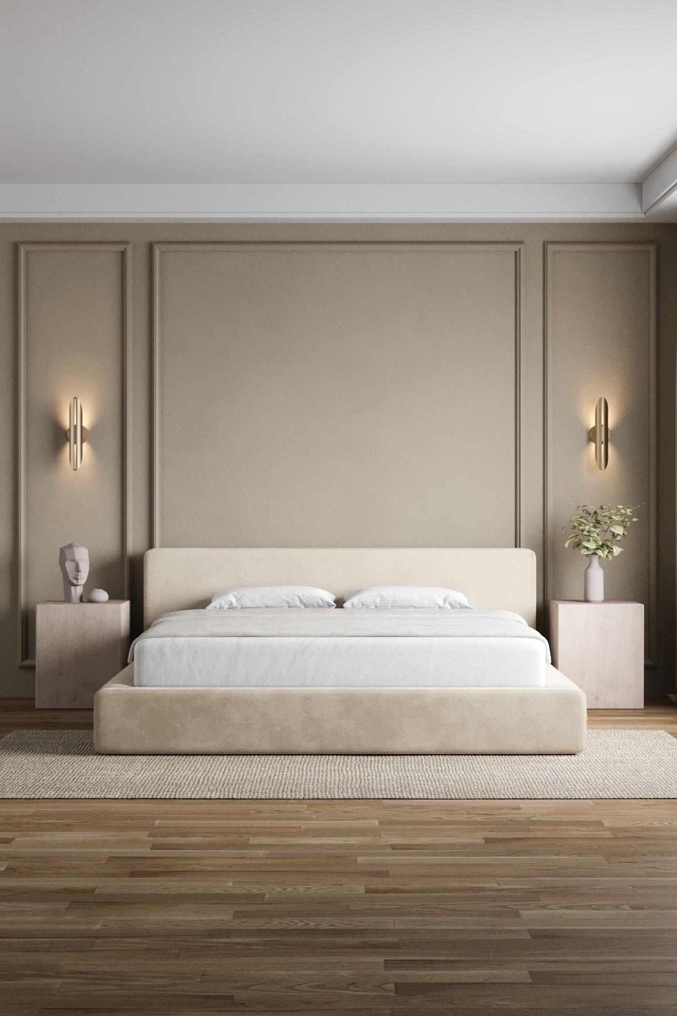 Lisandra Beige Upholstered Platform Storage Bed With Straight Headboard - Image 2