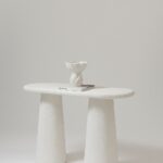 Alessia Off White Grit Finish Microconcrete Console Table