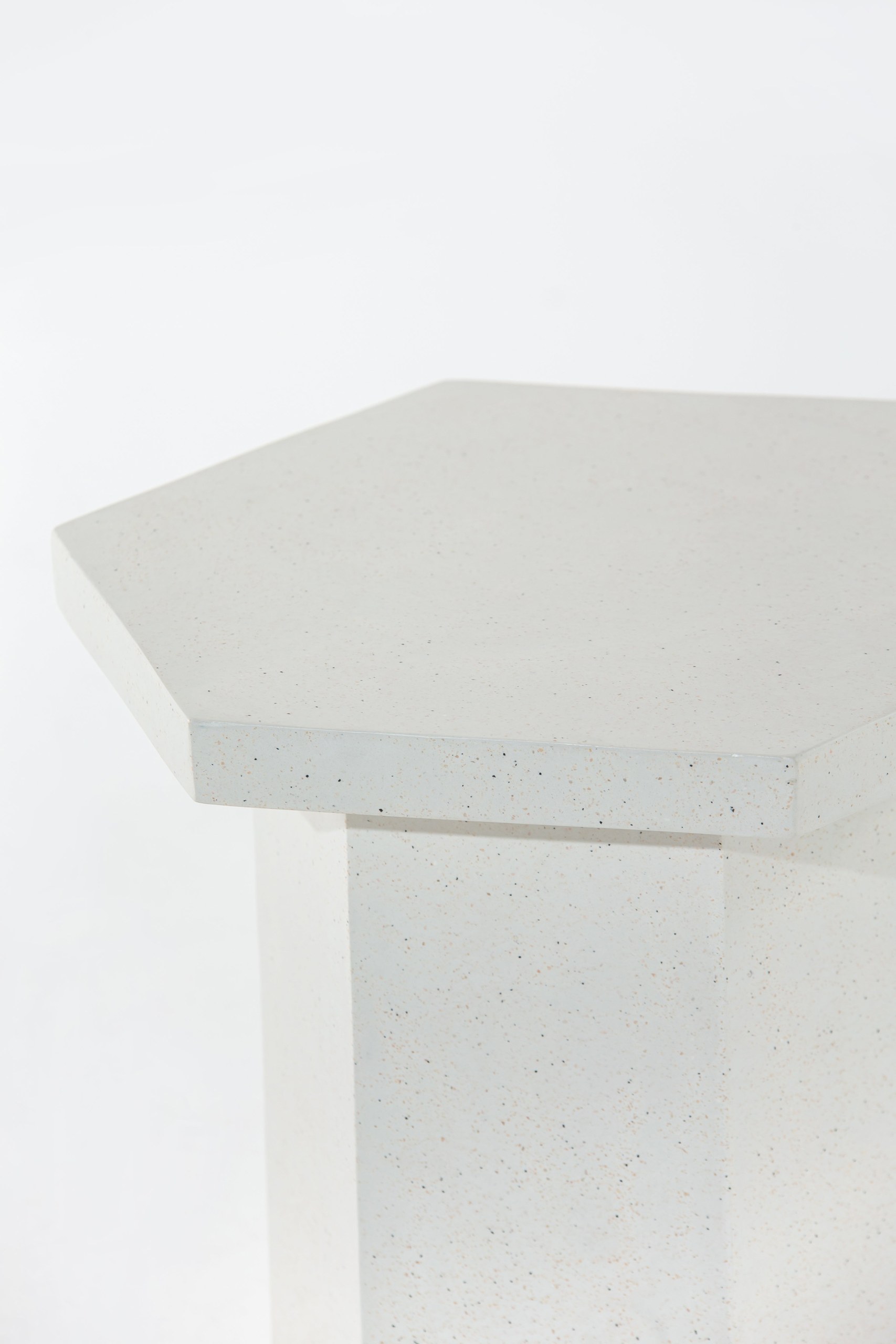 Dorevia Off White Textured Microconcrete Outdoor Side Table - Image 2