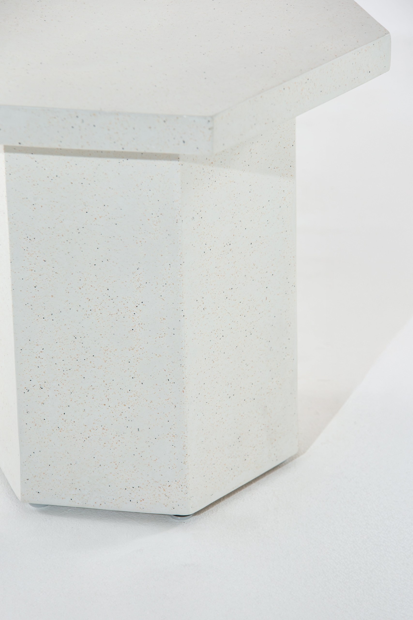 Dorevia Off White Textured Microconcrete Outdoor Side Table - Image 3