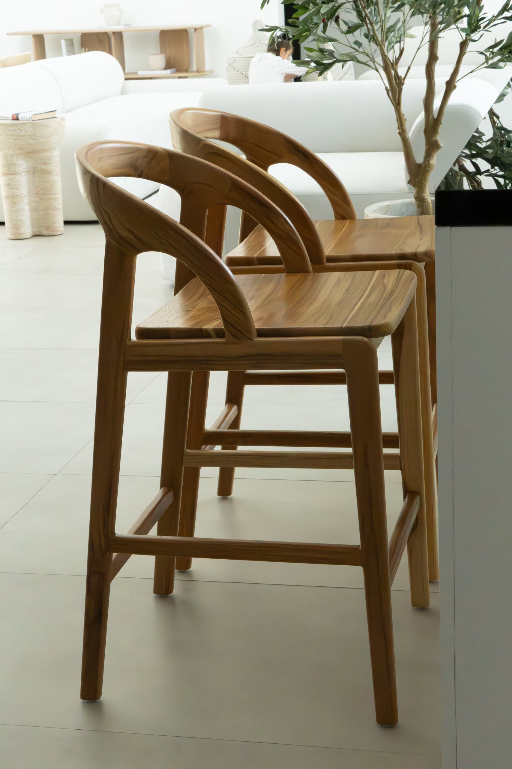 Riella Wooden Counter Stool - Image 12