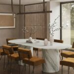 Dakota Lady Onyx Dining Table with Half Moon Legs