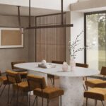 Dakota Bianco Terrazzo Dining Table with Half Moon Legs