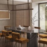 Dakota Black Marquina Dining Table with Half Moon Legs