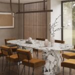 Dakota Viola Calacatta Dining Table with Half Moon Legs