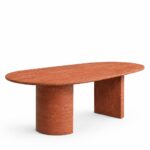 Dakota Red Travertine Dining Table with Half Moon Legs