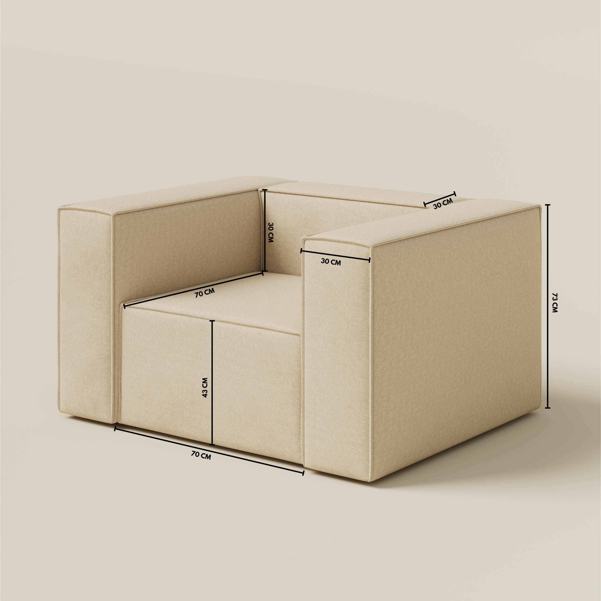 Safa Light Beige Lounge Sofa Chair - Image 3