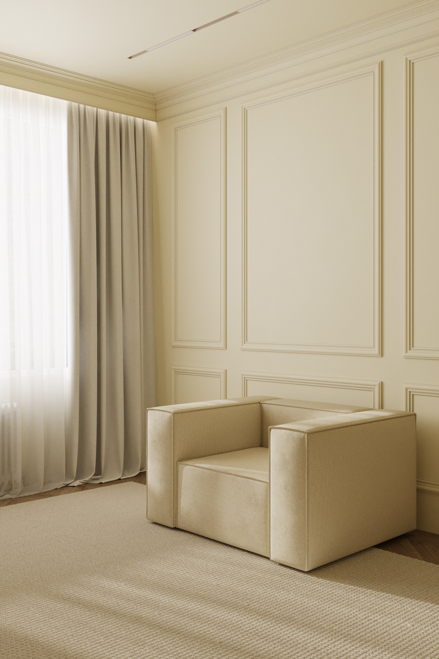 Safa Light Beige Lounge Sofa Chair - Image 5