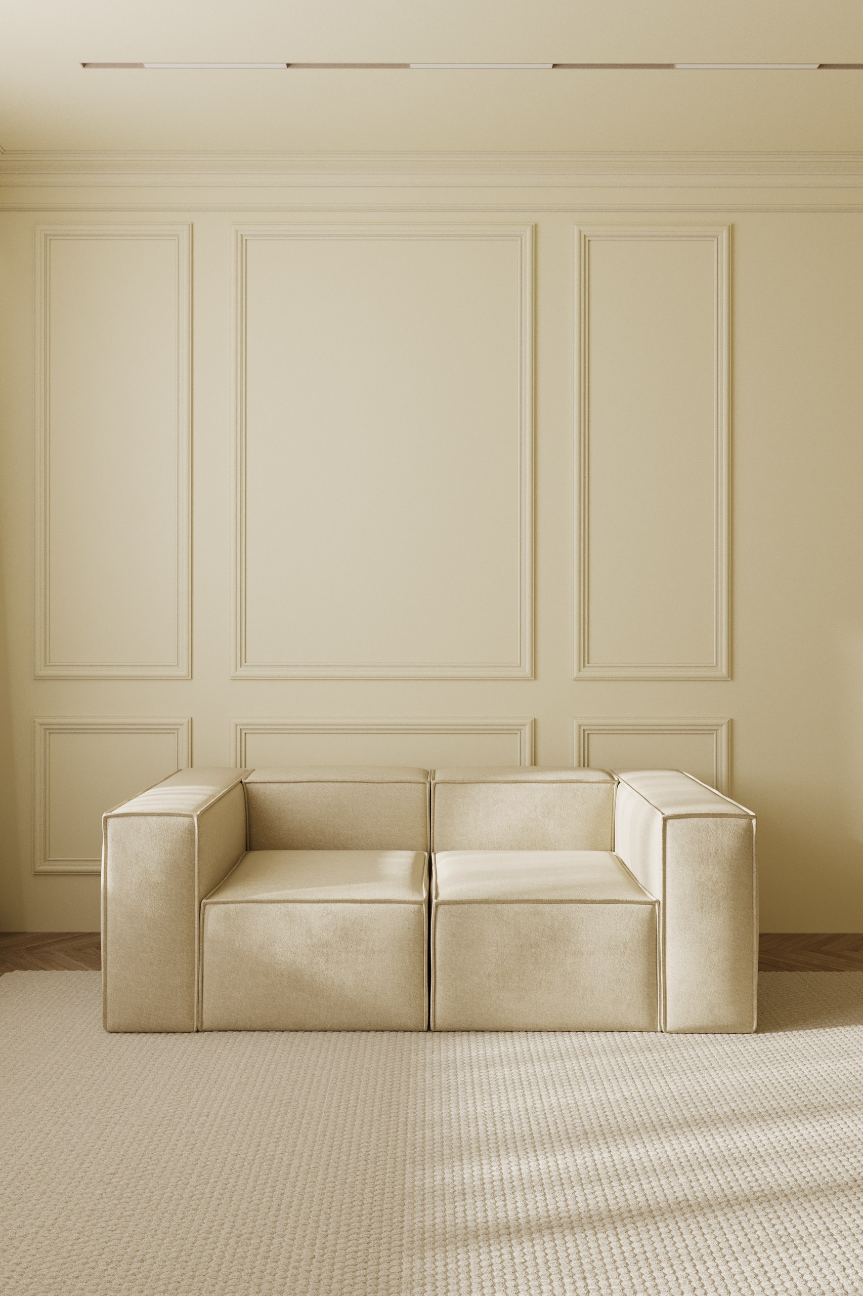Safa Light Beige 2 Seater Sofa - Image 3