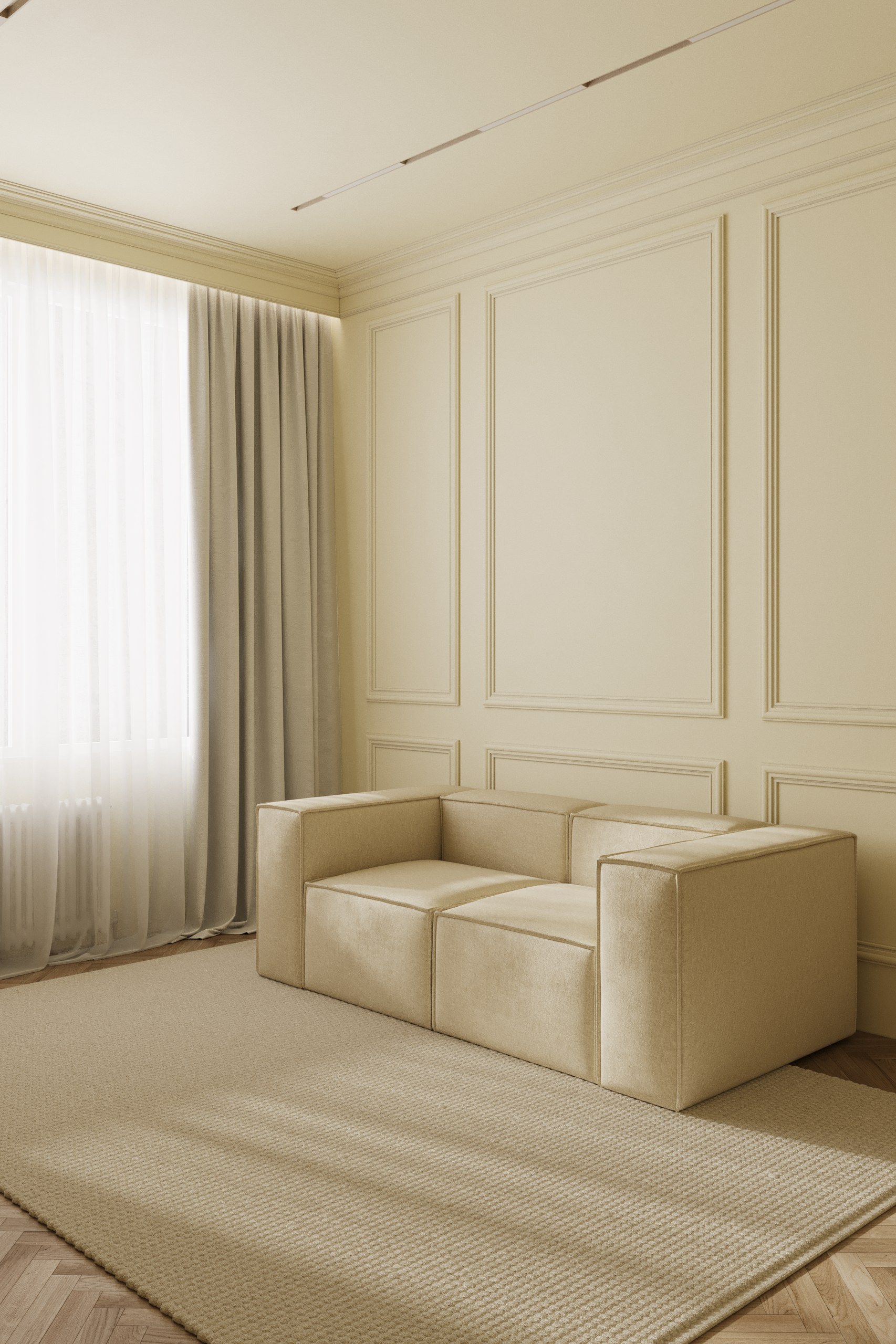 Safa Light Beige 2 Seater Sofa - Image 4