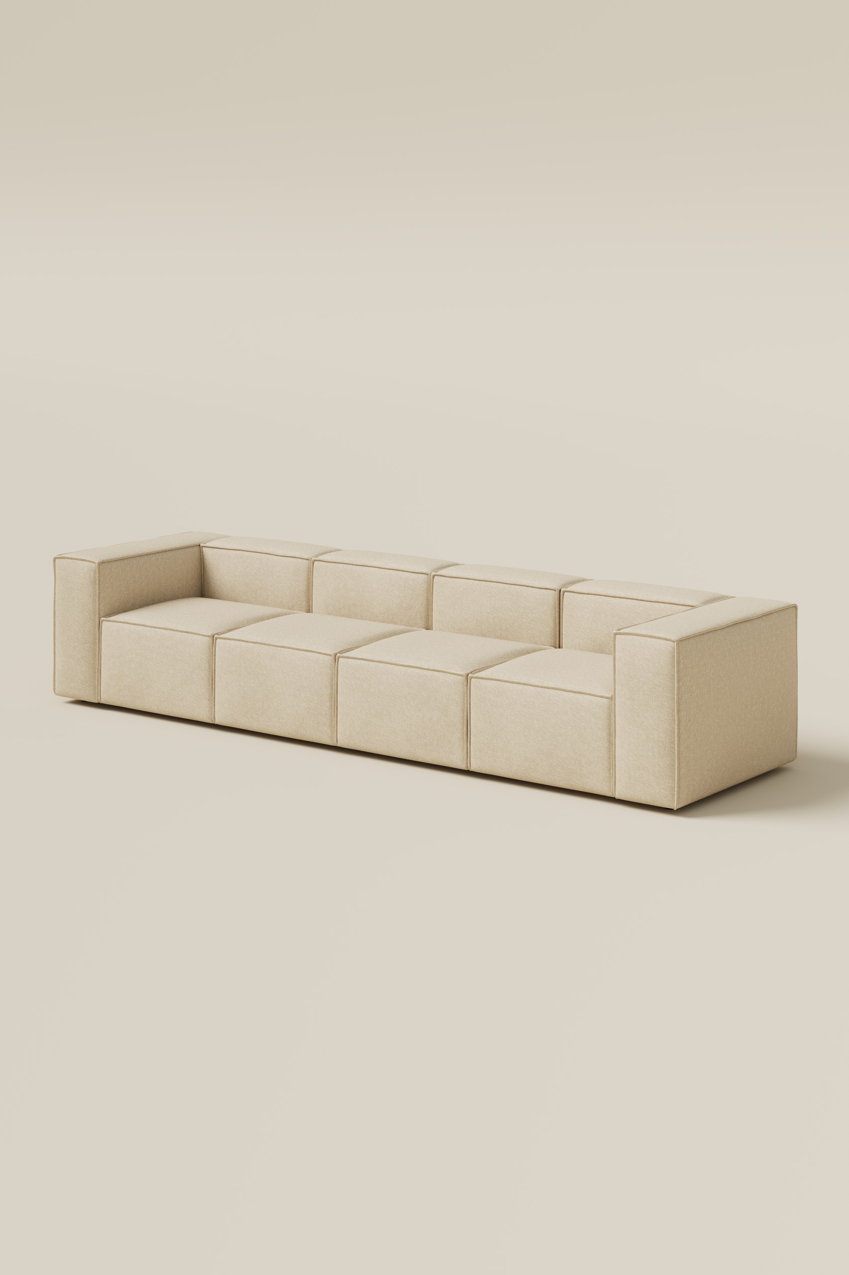 Safa Light Beige 4 Seater Sofa - Image 2