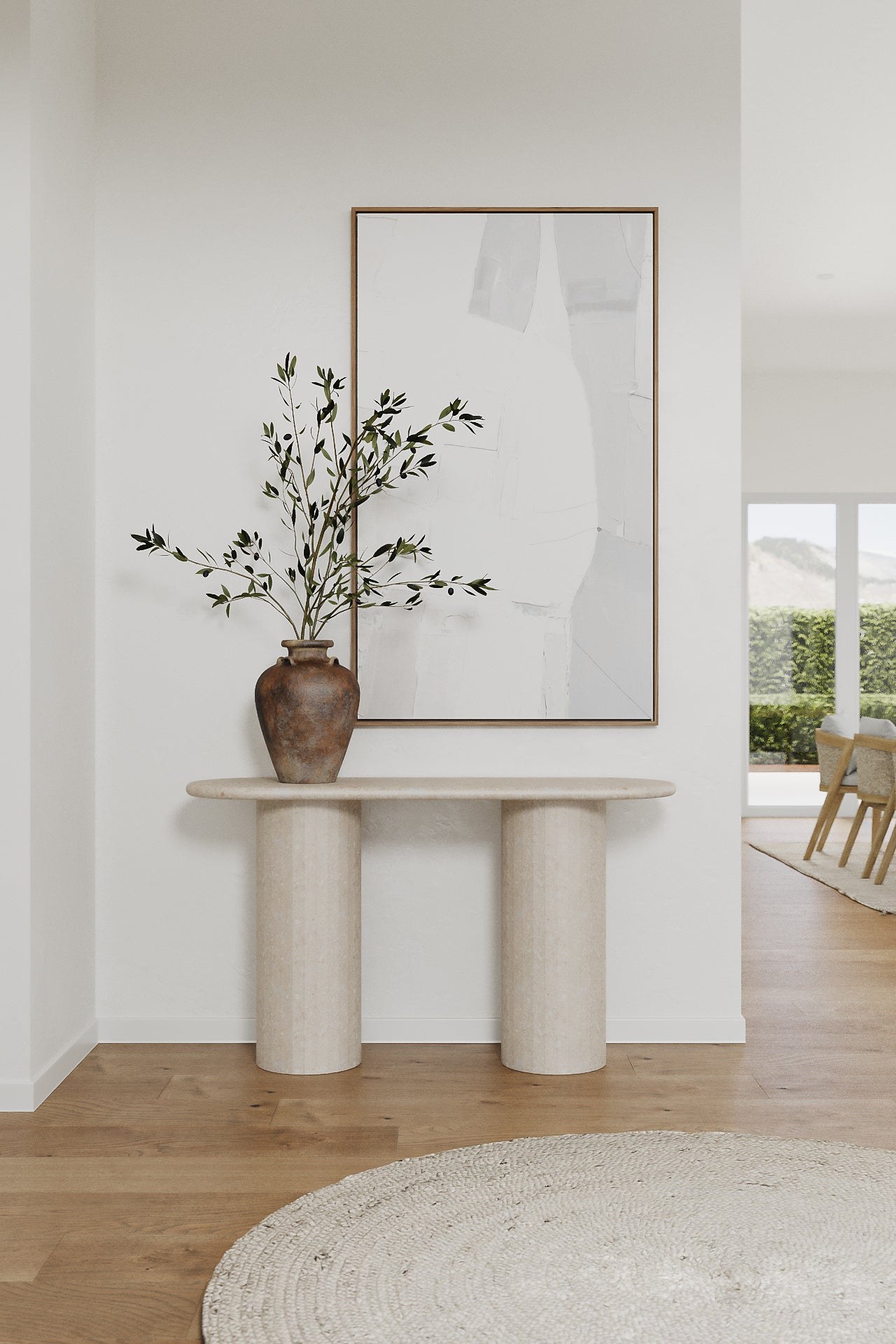 Everose Oryx Marble Oval Top Console Table