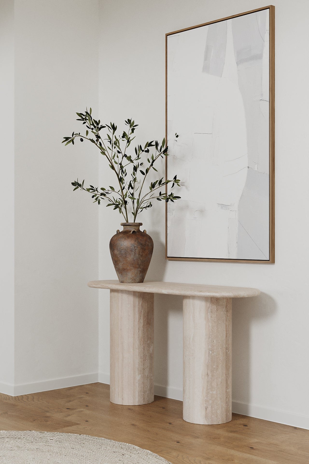 Everose Brecia Beige Oval Top Console Table - Image 2