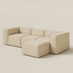 Safa Light Beige Modular 3 Seater Sofa with Ottoman