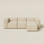 Safa Light Beige Modular 3 Seater Sofa with Ottoman