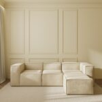 Safa Light Beige Modular 3 Seater Sofa with Ottoman