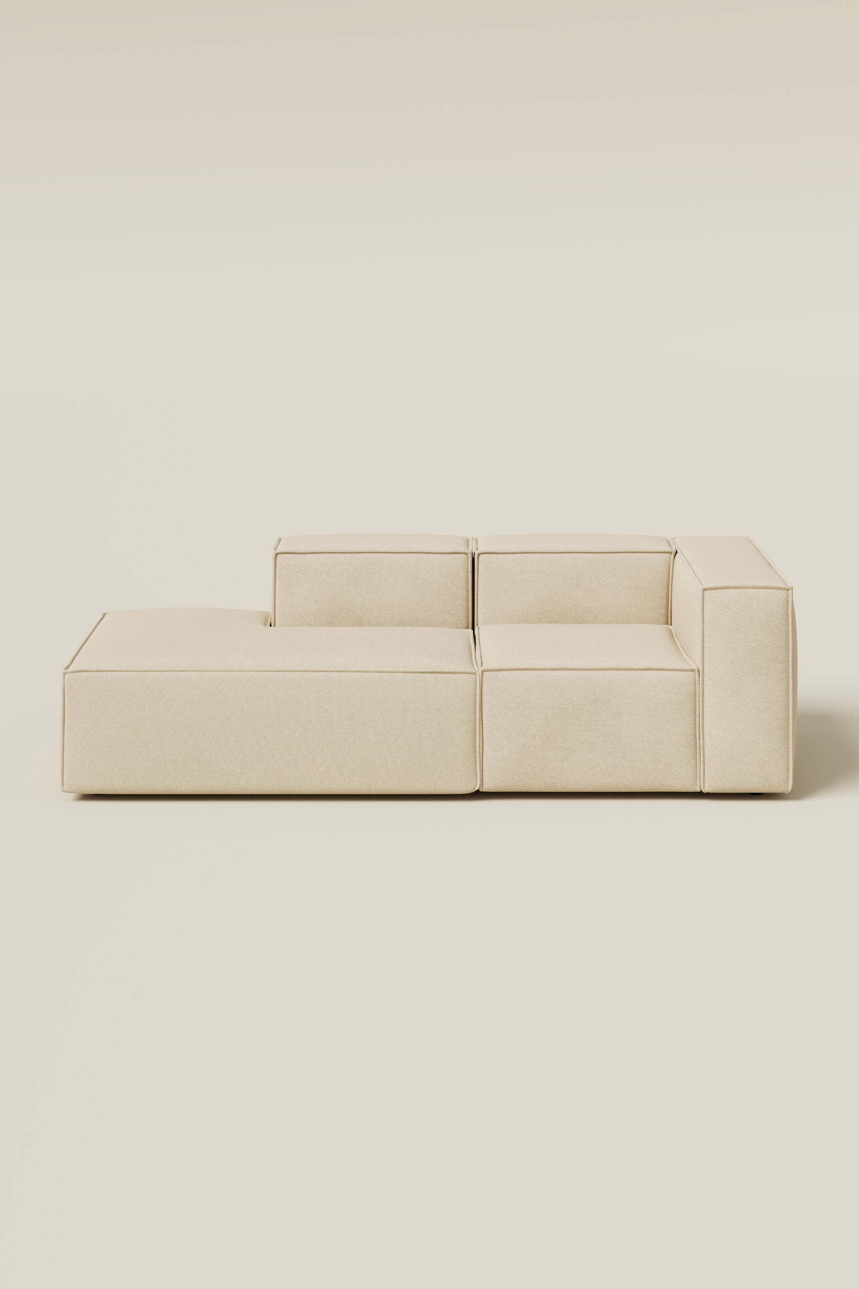 Safa Light Beige 2 Seater Chaise Modular Sofa