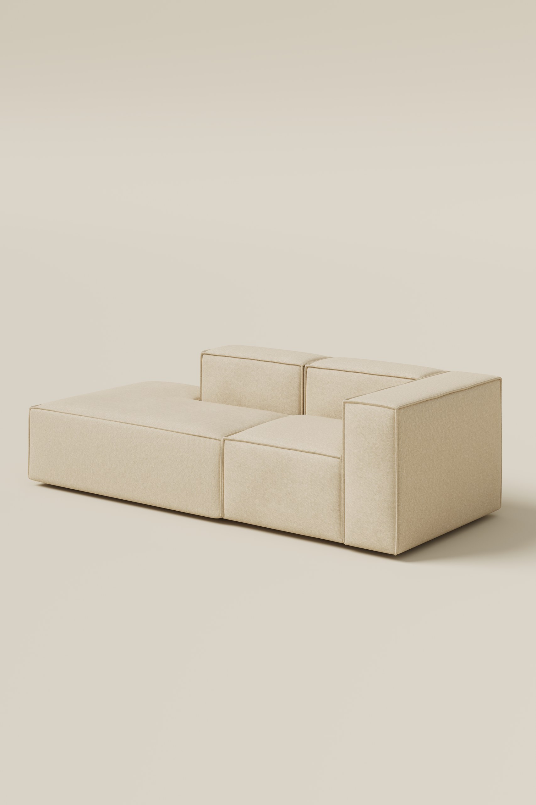 Safa Light Beige 2 Seater Chaise Modular Sofa - Image 2