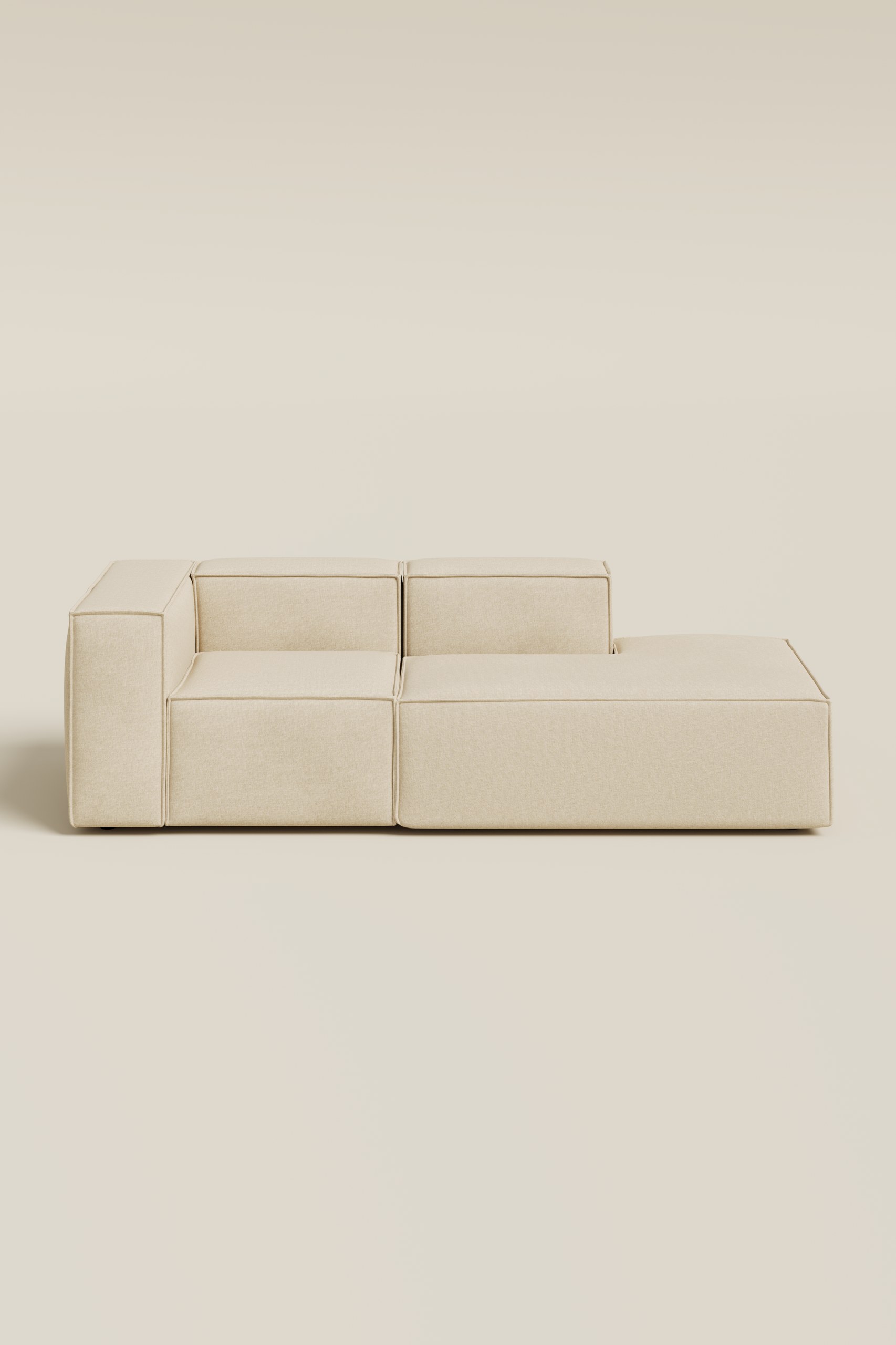 Safa Light Beige 2 Seater Chaise Modular Sofa - Image 3
