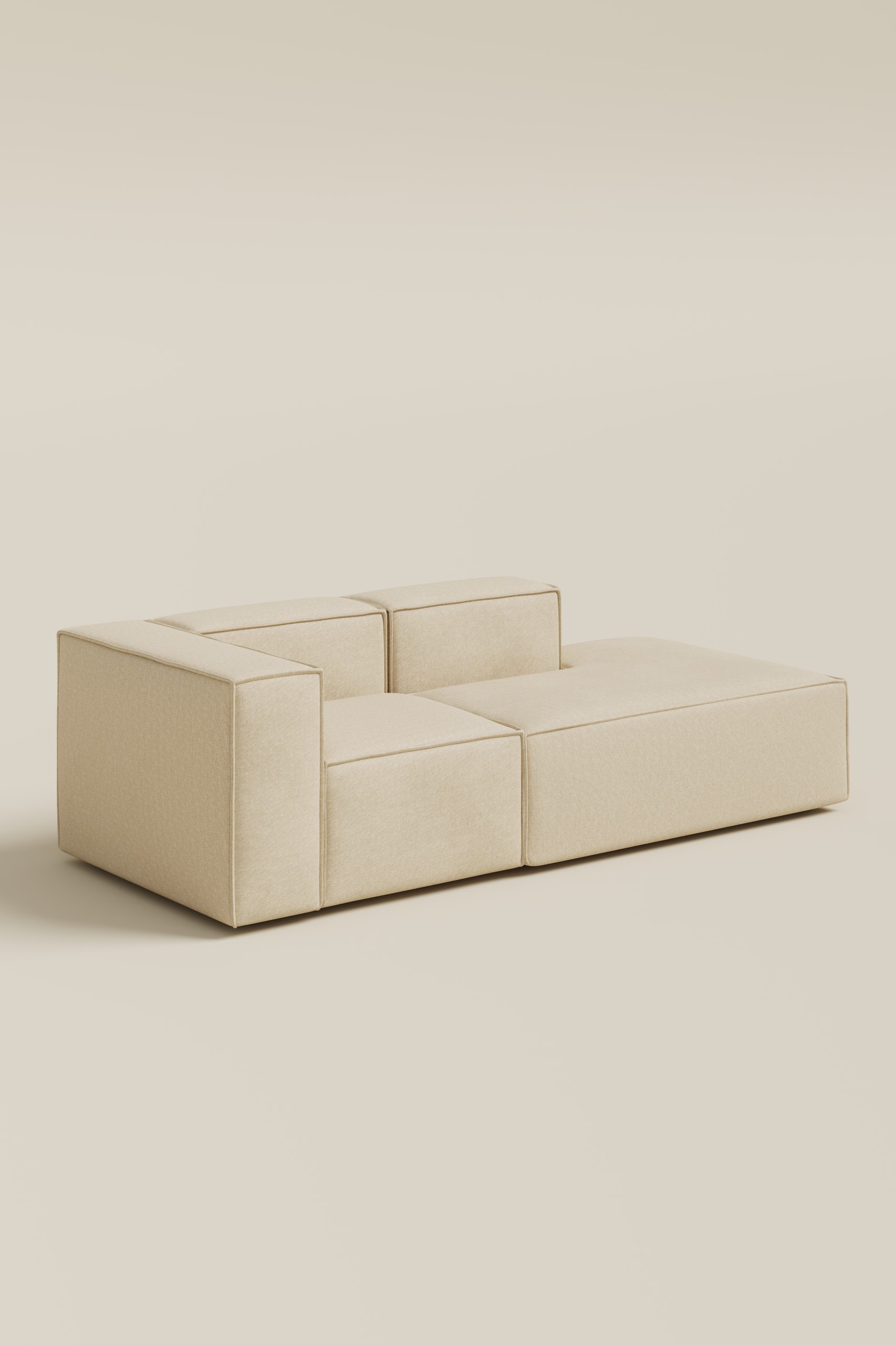 Safa Light Beige 2 Seater Chaise Modular Sofa - Image 4