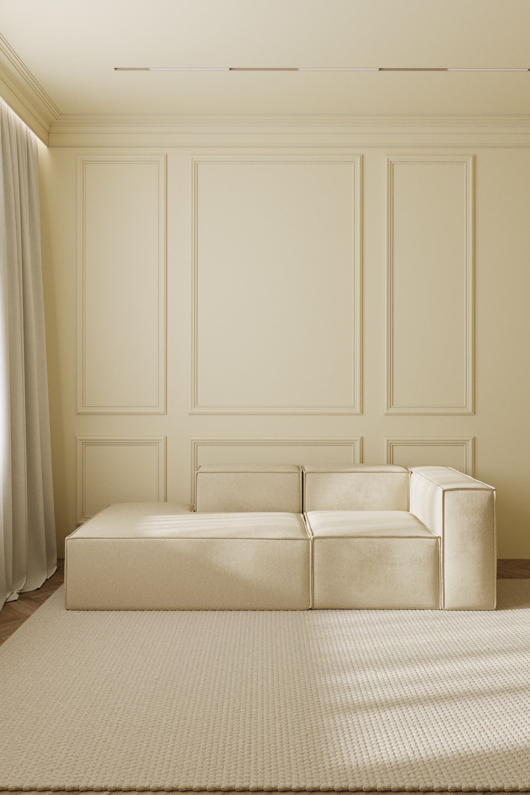 Safa Light Beige 2 Seater Chaise Modular Sofa - Image 5