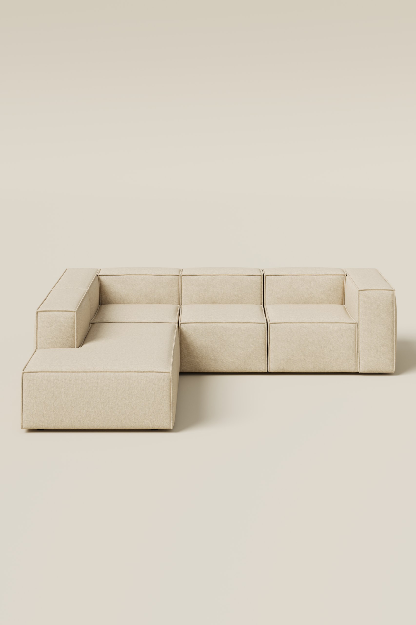 Safa Light Beige 3 Seater Modular Sofa with Chaise