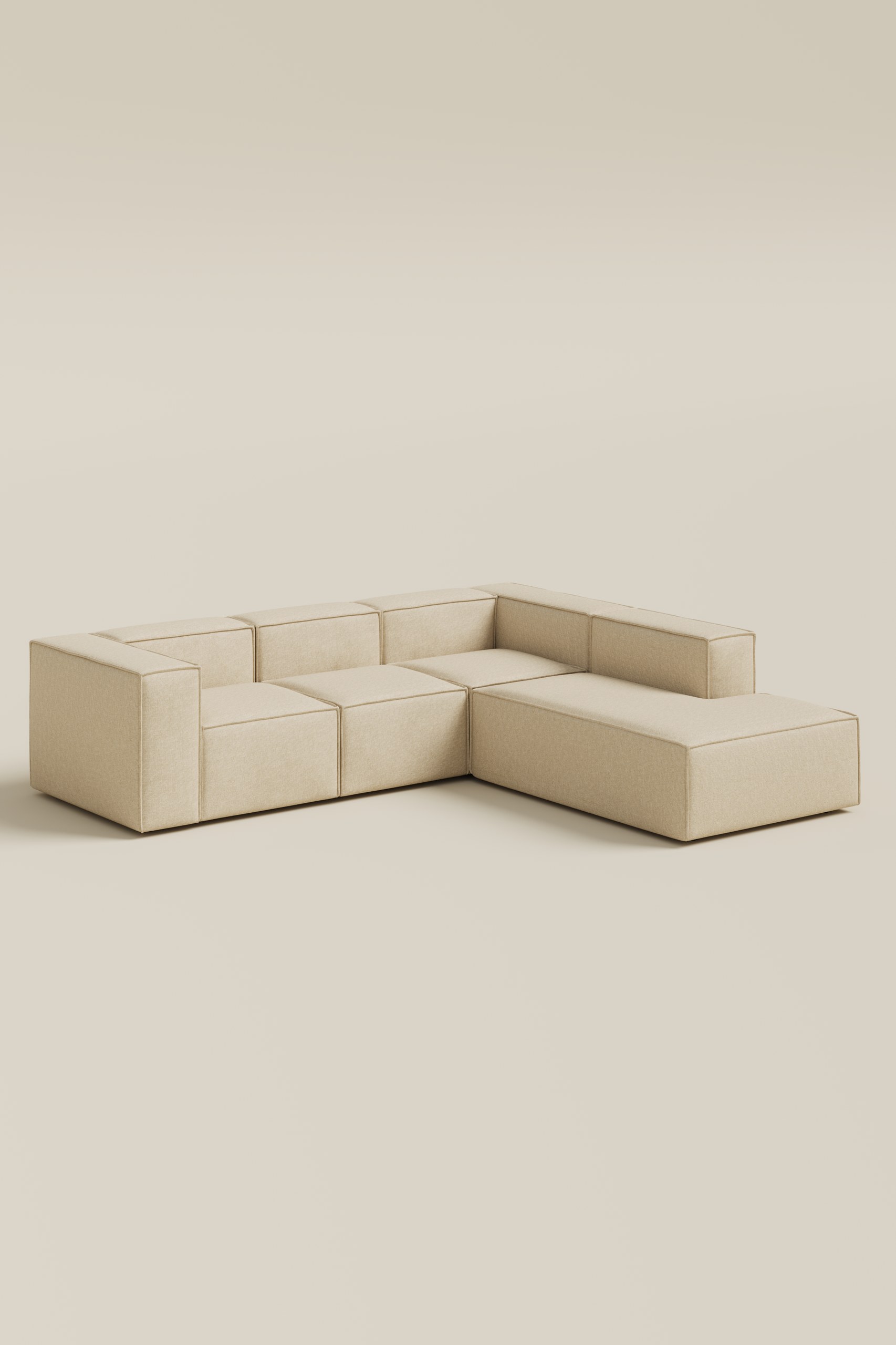 Safa Light Beige 3 Seater Modular Sofa with Chaise - Image 4