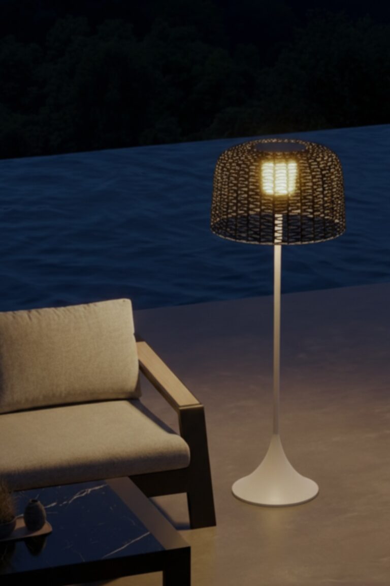 Fiska Mesh Solar Outdoor Lamp White Base
