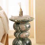Ambre Green Marble Finish Concrete Side Table