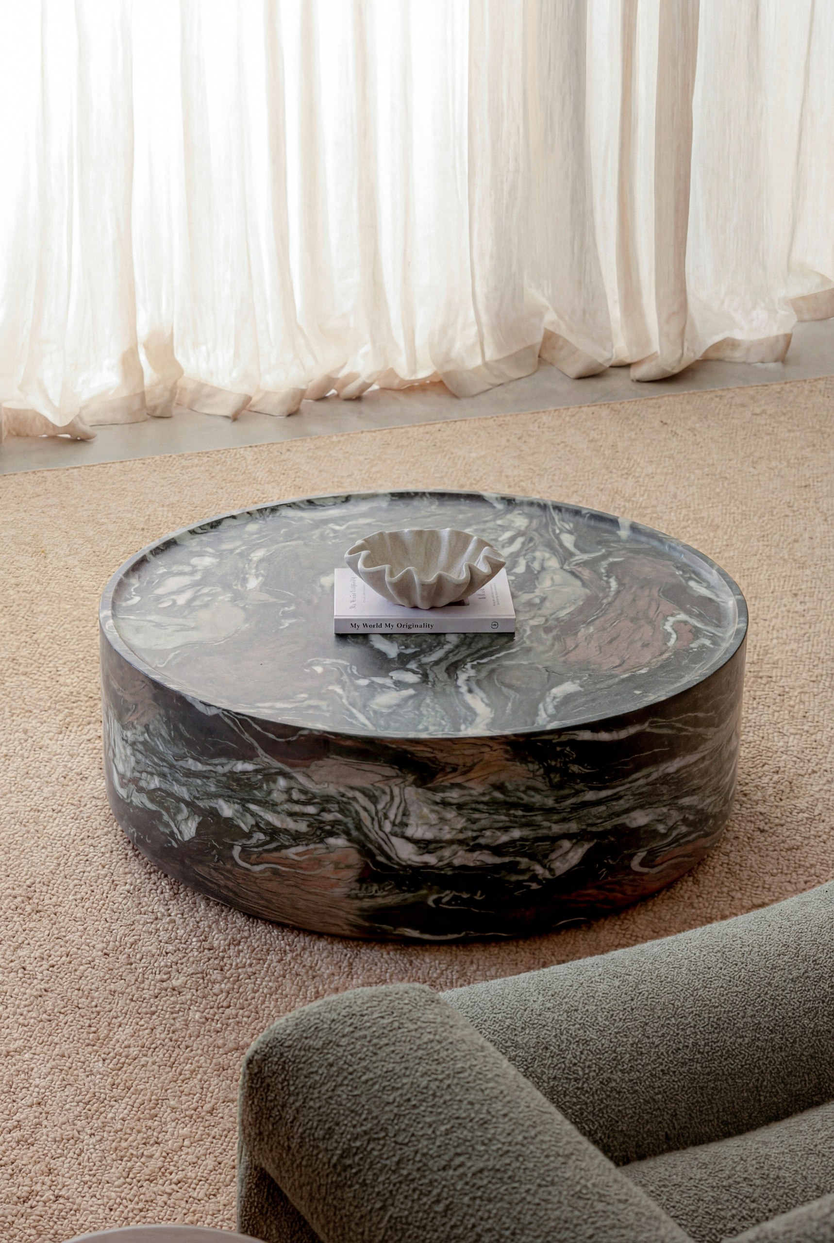 Alto Green Marble Finish Concrete Coffee Table