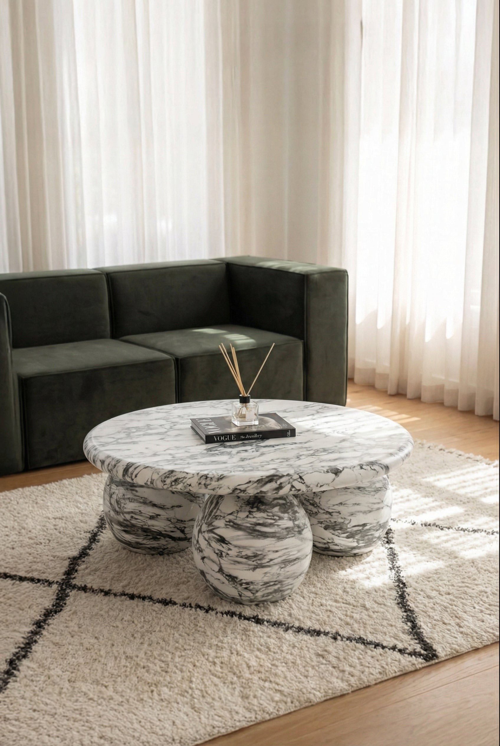 Pallas Calacatta Viola Finish Concrete Coffee Table