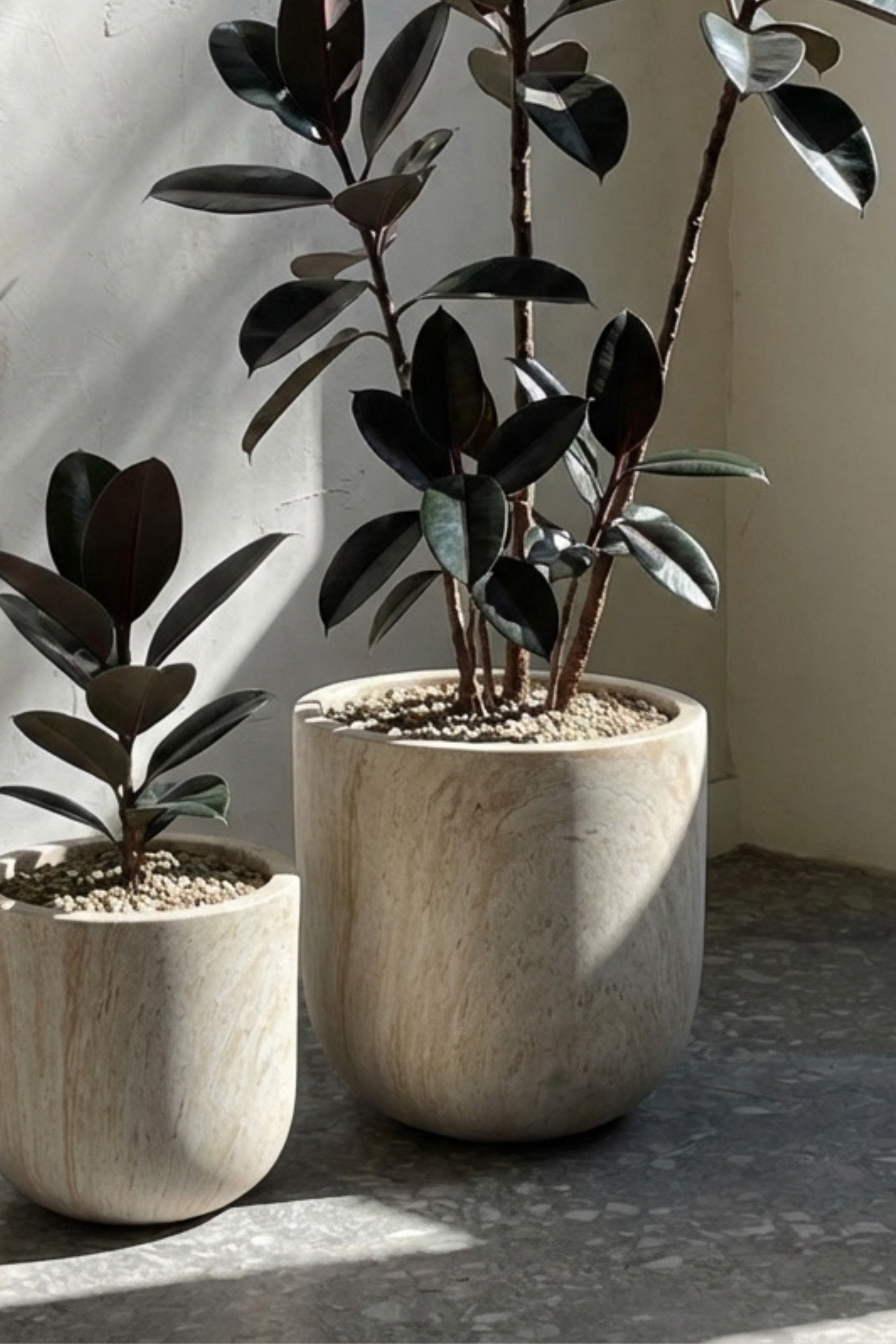 Orlia Travertine Finish Concrete Pot