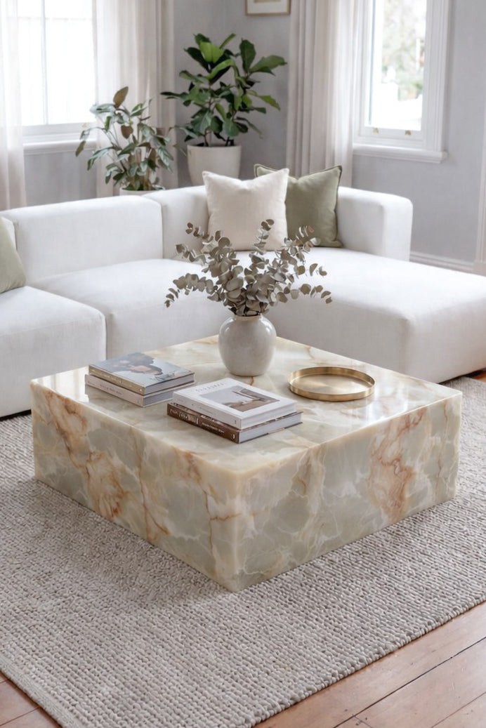 Felicity Light Green Onyx Square Coffee Table - Image 4