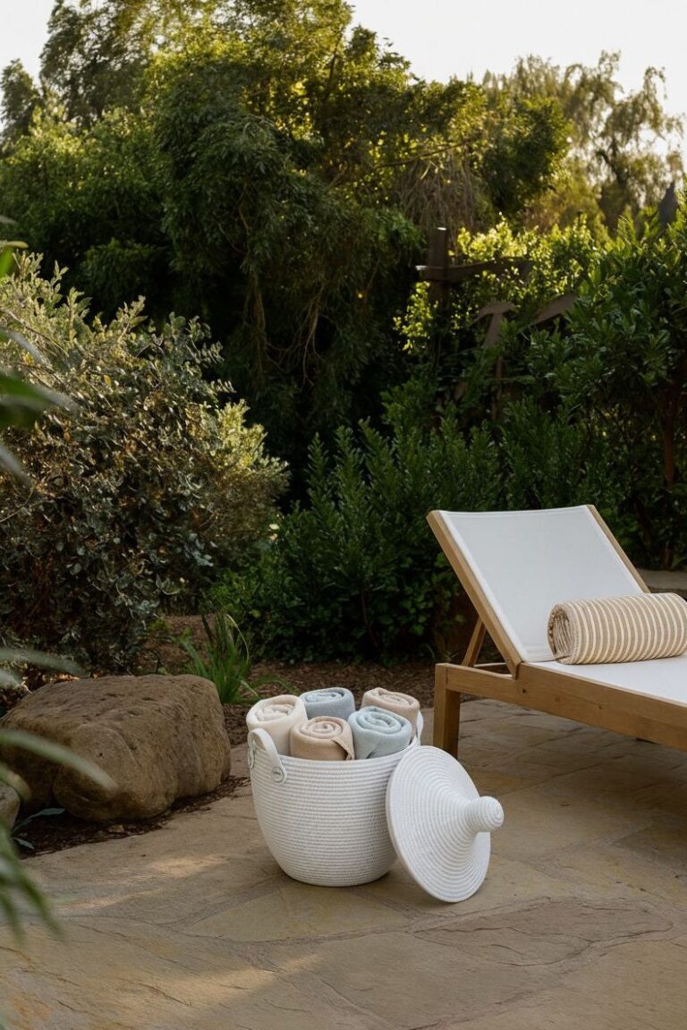 Deura White Outdoor Basket