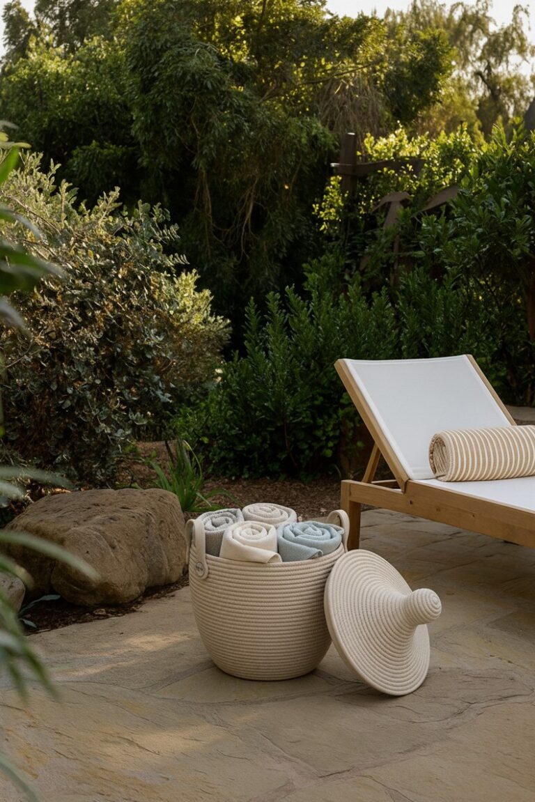 Deura Beige Outdoor Basket