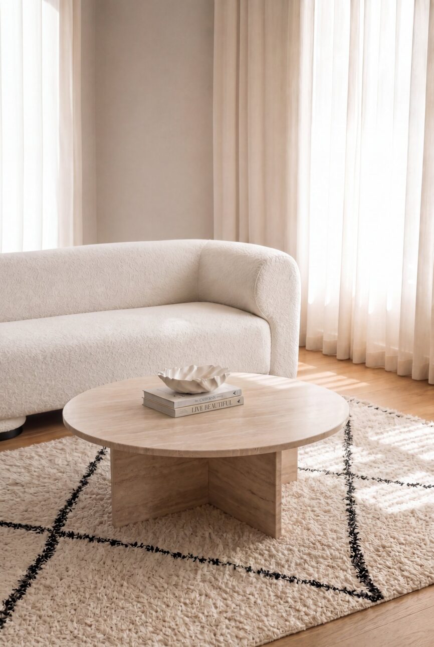 Arloine Travertine Coffee Table