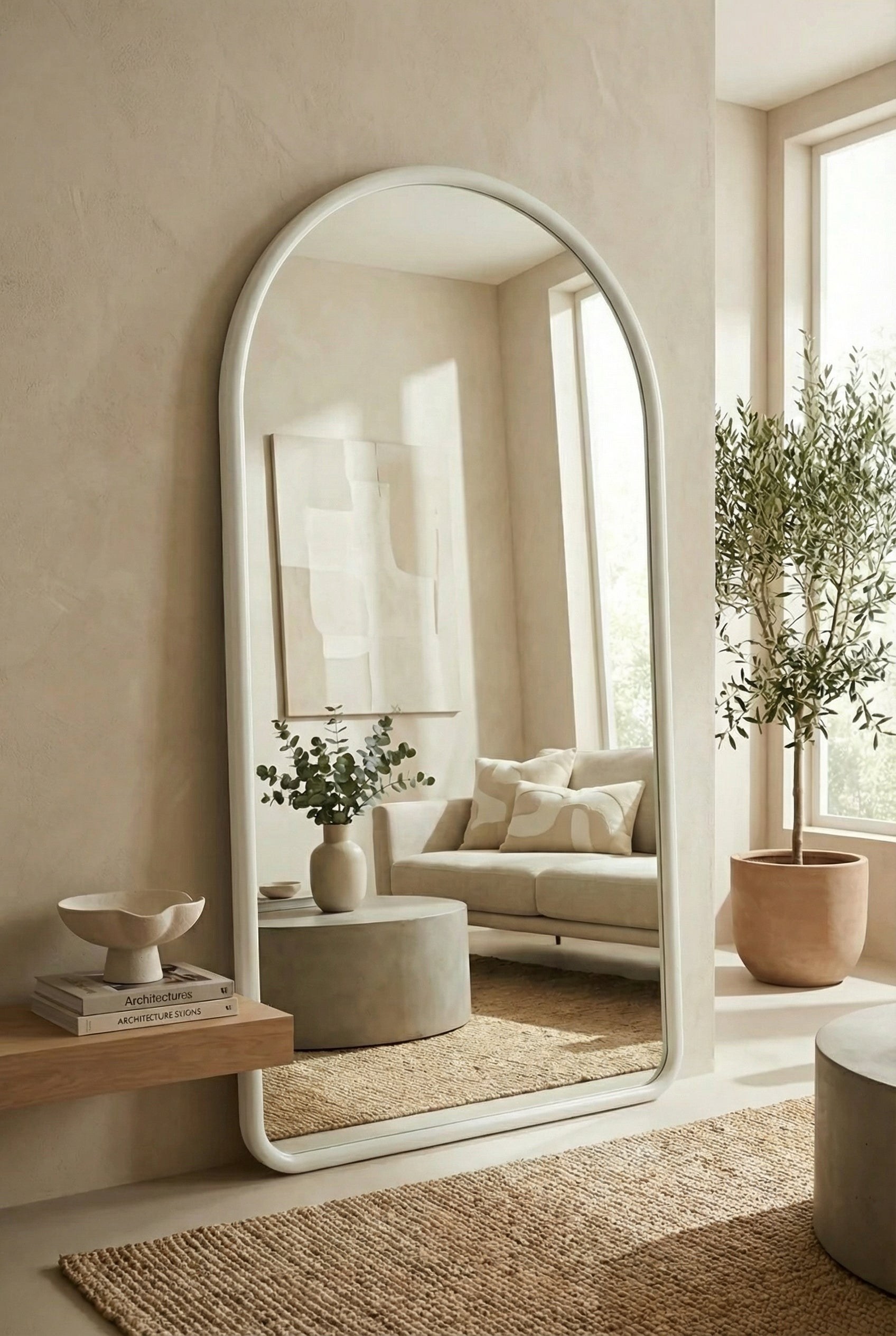 Labarre Arched Off White Frame Mirror